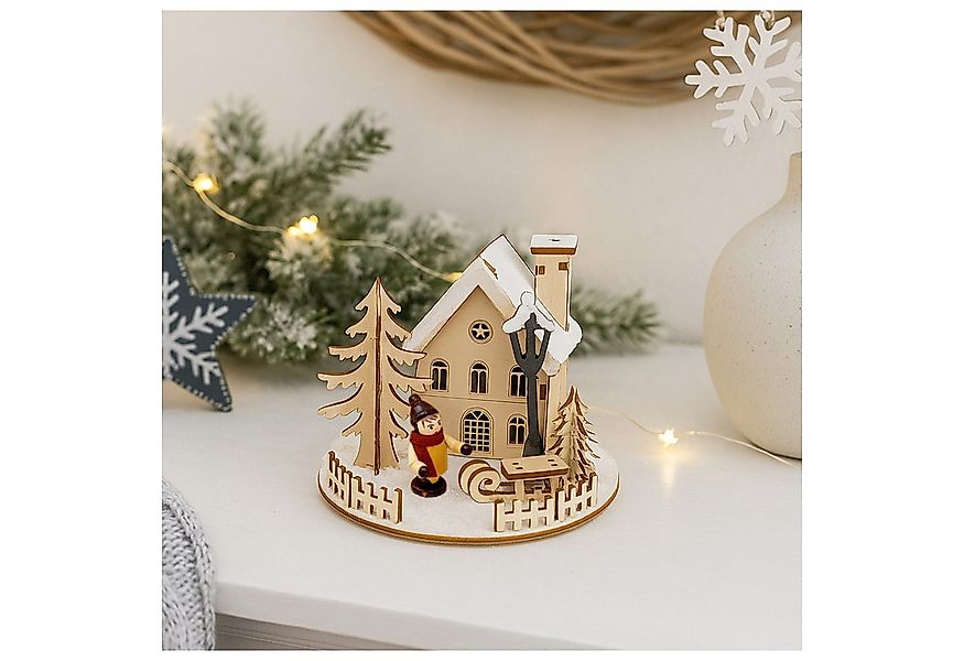 HTI-Living Weihnachtshaus Weihnachtshaus LED beleuchtet mit Schlittenjunge, günstig online kaufen
