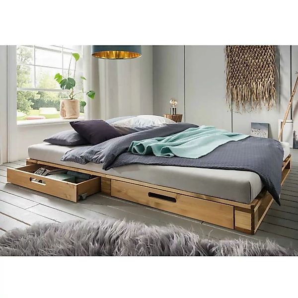 Kiefer Palettenbett mit 14 cm Einstiegshöhe Bettkasten günstig online kaufen