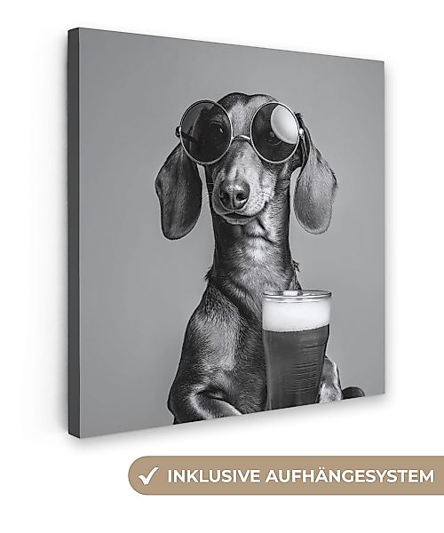 OneMillionCanvasses® Leinwandbild Dackel - Bier - günstig online kaufen