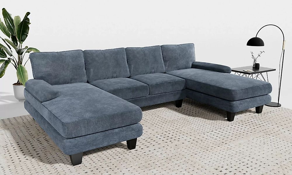 HOMALL Ecksofa Ecksofa mit Abnehmbarer Sofabezug, U-Shape Sofa mit 4 Kissen günstig online kaufen