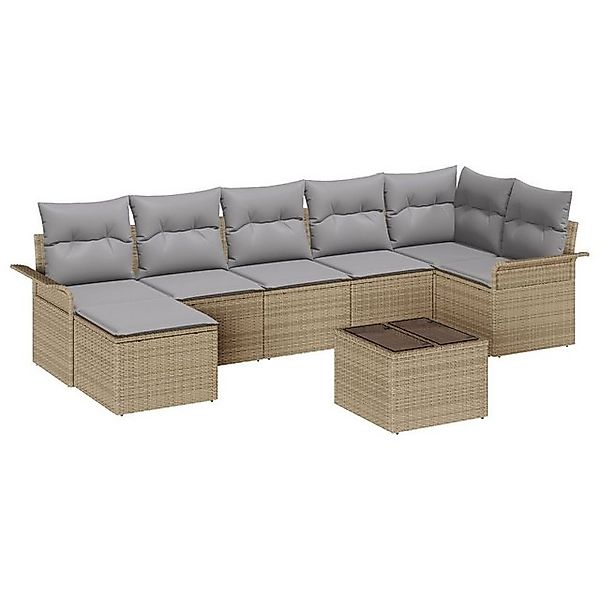 vidaXL Loungesofa 8-teiliges Garten Sofa Set mit Kissen Schwarz Poly Rattan günstig online kaufen