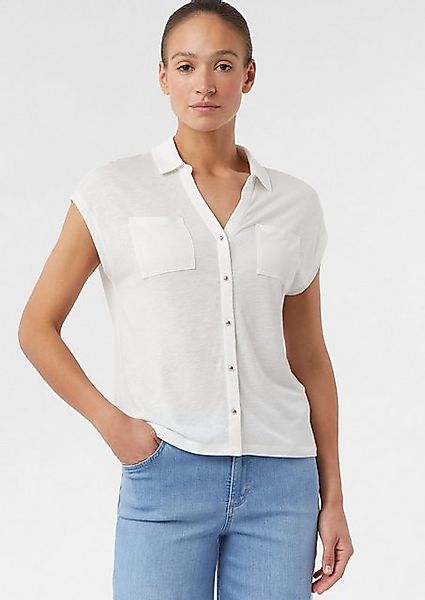 Comma Kurzarmshirt Kurzarm-Bluse aus Leinenmix mit aufgesetzten Taschen günstig online kaufen