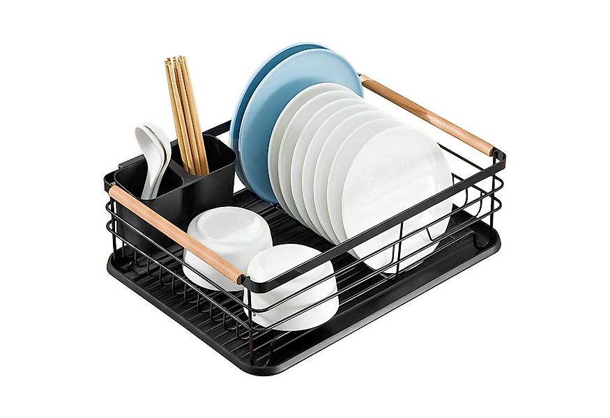Youyijia Küchenorganizer-Set Geschirr Abtropfgestell Schwarz Matt Metall Ge günstig online kaufen
