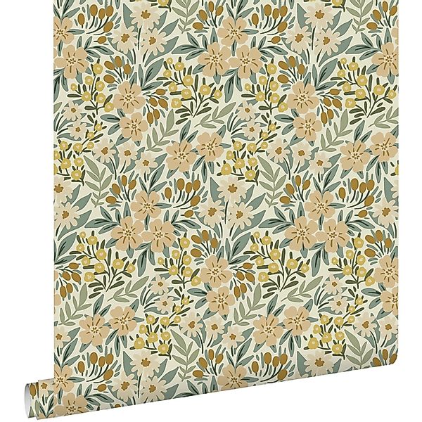 ESTAhome Tapete Blumen Graugrün 50 x 900 cm günstig online kaufen