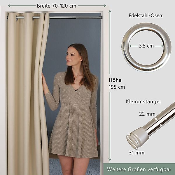 tinycurtains Türvorhang mit Stange silber 70-120 günstig online kaufen