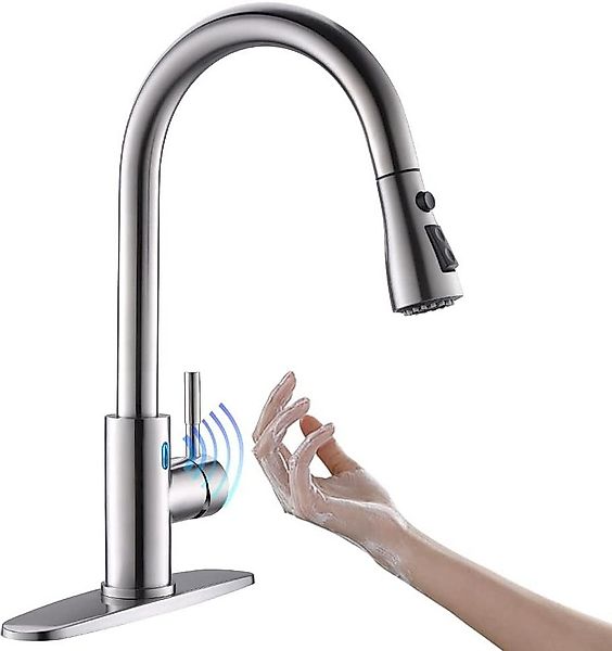 Topcony Küchenarmatur Wasserhahn Küche Hochdruck Küchenarmatur mit Herauszi günstig online kaufen