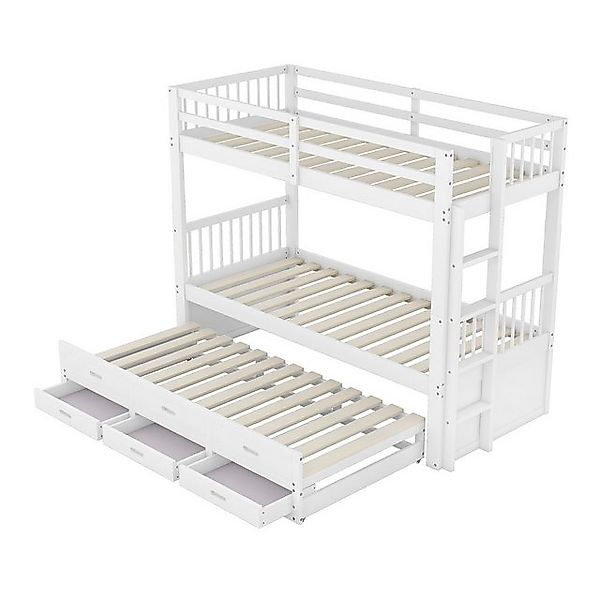 Merax Etagenbett 90x200 cm aus Kiefer mit Ausziehfunktion, Kinderbett mit S günstig online kaufen