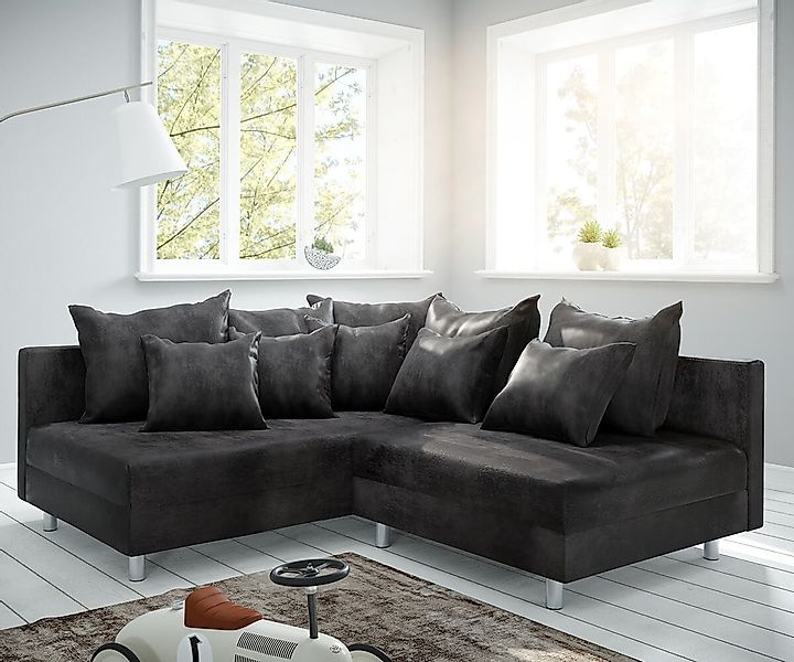 DELIFE Ecksofa Clovis, Anthrazit Antik Optik günstig online kaufen