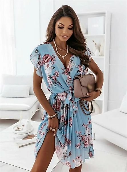 RUZU UG Dirndl Sommerkleid mit Rüschen und kurzen Ärmeln an der Taille (1-t günstig online kaufen