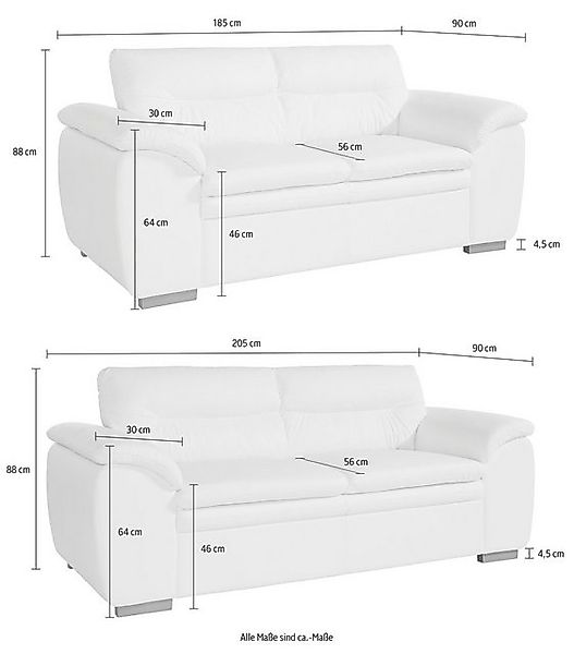 COTTA Polstergarnitur "Leandra", Set bestehend aus: 2-Sitzer & 2,5-Sitzer günstig online kaufen