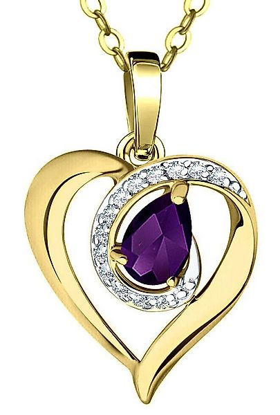Limana Herzkette echter Amethyst lila 925 Silber Damenkette gold Kette verg günstig online kaufen