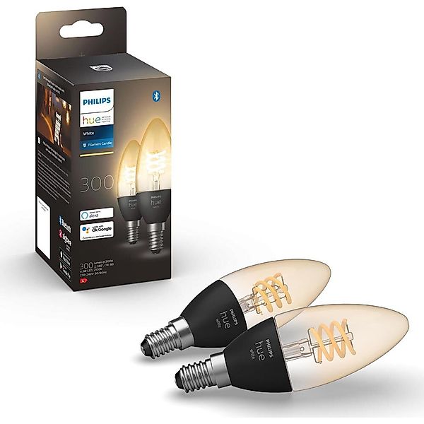 Philips Hue Bluetooth White LED E14 Kerze - B39 4,3W 300lm Doppelpack günstig online kaufen