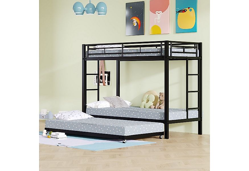 Flieks Etagenbett, Metallbett Hochbett Kinderbett 90x200cm mit Ausziehbett günstig online kaufen