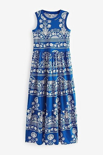 Next Sommerkleid Ärmelloses gestuftes Maxikleid aus Baumwolle (1-tlg) günstig online kaufen