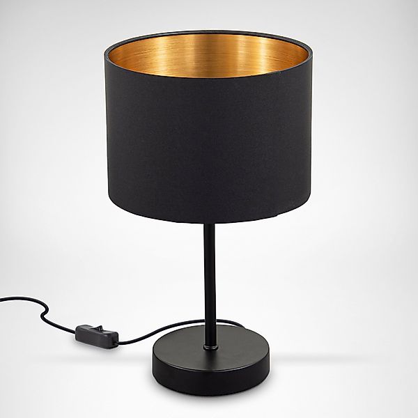 B.K.Licht Tischleuchte BK_TL1422 Tischleuchte, Stoffschirm Schwarz-Gold, günstig online kaufen