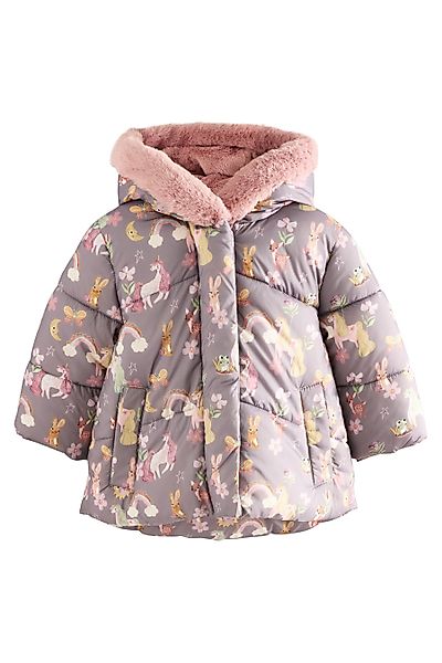 Next Fellimitatmantel Wasserabweisende Steppjacke, Besatz aus günstig online kaufen