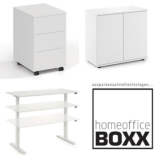 FM Homeoffice BOXX 3.2 - EASY GO Schreibtisch, ROLL ON Rollcontainer und SP günstig online kaufen