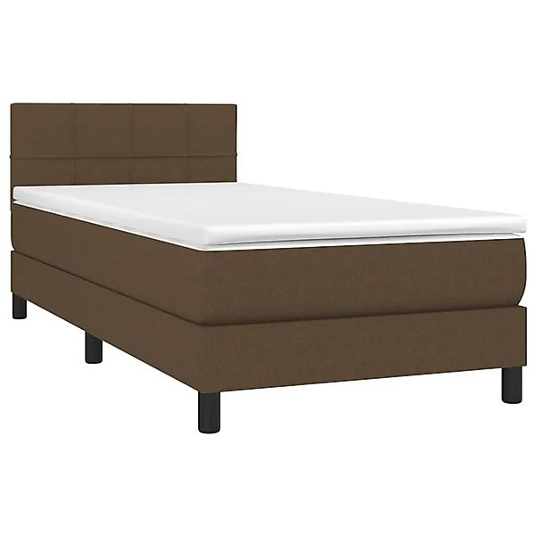 vidaXL Boxspringbett mit Matratze & LED Dunkelbraun 90x200 cm Stoff 3133128 günstig online kaufen