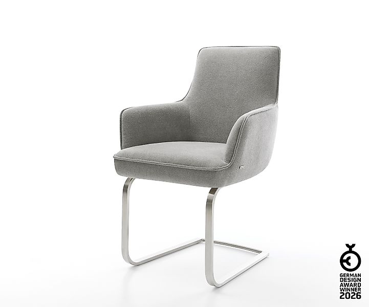 Freischwinger Heira-Flex mit Armlehnen Strukturstoff Soft Grau Freischwinge günstig online kaufen