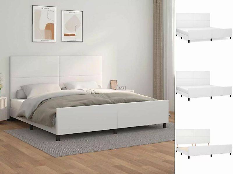 vidaXL Bettgestell Bettrahmen mit Kopfteil Weiß 200x200 cm Kunstleder Bett günstig online kaufen