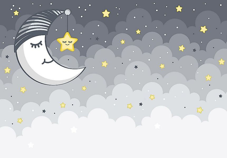 Wallarena Fototapete Kinderzimmer Mädchen Jungen Wolken Himmel Stern Mond N günstig online kaufen