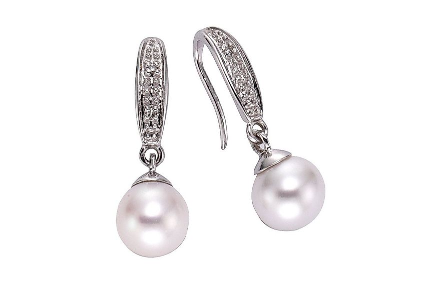 Diamonds by Ellen K. Paar Ohrhänger Gold 333 mit weißen Perlen und Diamante günstig online kaufen