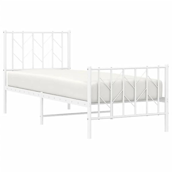 vidaXL Bettgestell mit Kopf- und Fußteil Metall Weiß 75x190 cm 374494 günstig online kaufen