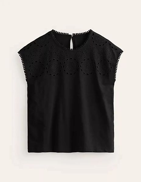 Sasha T-Shirt mit Stickerei Damen Boden, Schwarz günstig online kaufen