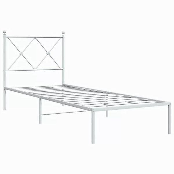 vidaXL Bettgestell, Bettrahmen mit Kopfteil Metall Weiß 80x200 cm günstig online kaufen