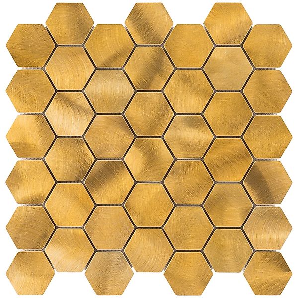 Mosaik Aluminium Gold Hexagon 30 cm x 30 cm günstig online kaufen