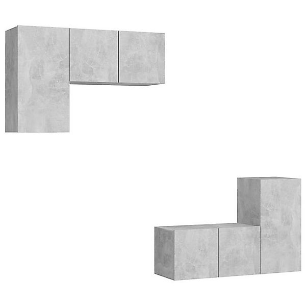 furnicato TV-Schrank 4-tlg. TV-Schrank-Set Betongrau Holzwerkstoff (1-St) günstig online kaufen