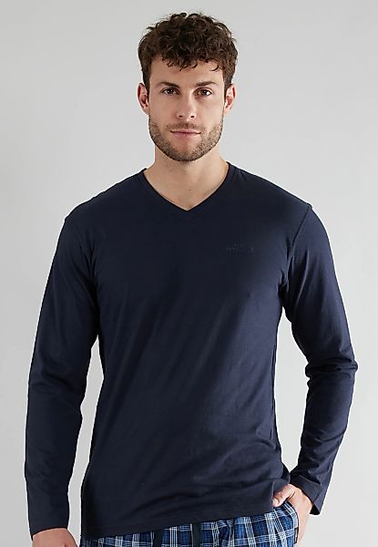 GÖTZBURG Pyjamaoberteil "New York" V-Ausschnitt, Langarm, unifarben, weich, günstig online kaufen