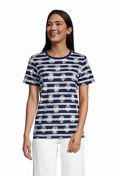 Supima Kurzarm-Shirt mit rundem Ausschnitt, Damen, Größe: XS Normal, Blau, günstig online kaufen