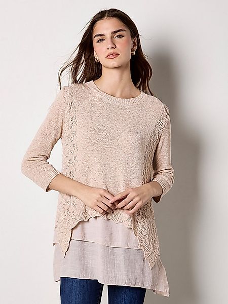 Apricot Spitzenshirt Shimmer Mesh Layered Tunic Top Strukturierte Oberfläch günstig online kaufen