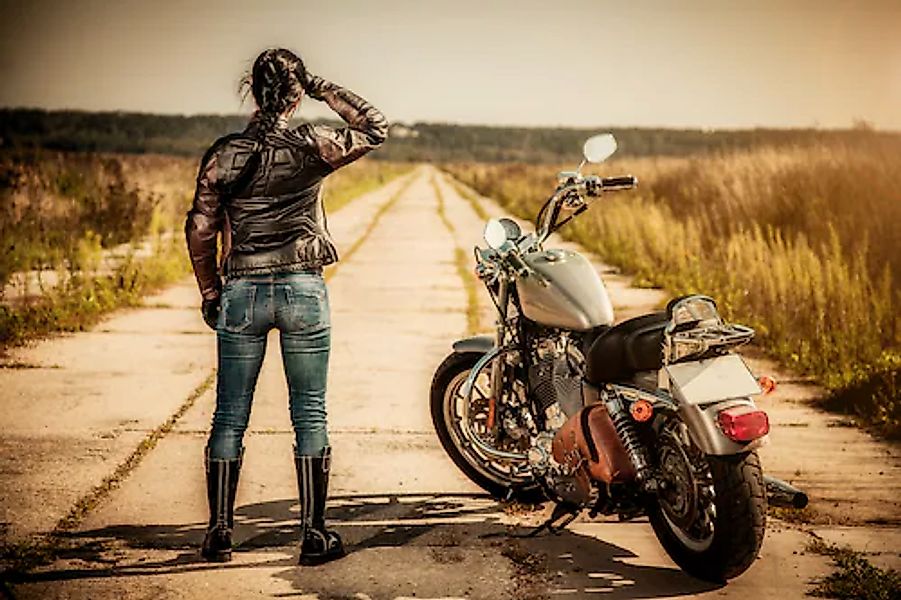 Papermoon Fototapete »VINTAGE MOTORRAD-AUTOS AUTO ABSTRAKT DESIGN WANDTAPET günstig online kaufen