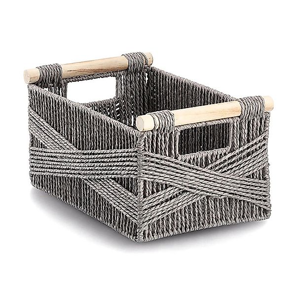 Zeller Aufbewahrungskorb Papiergeflecht Holz 35,5 cm x 22 cm x 17,5 cm Grau günstig online kaufen