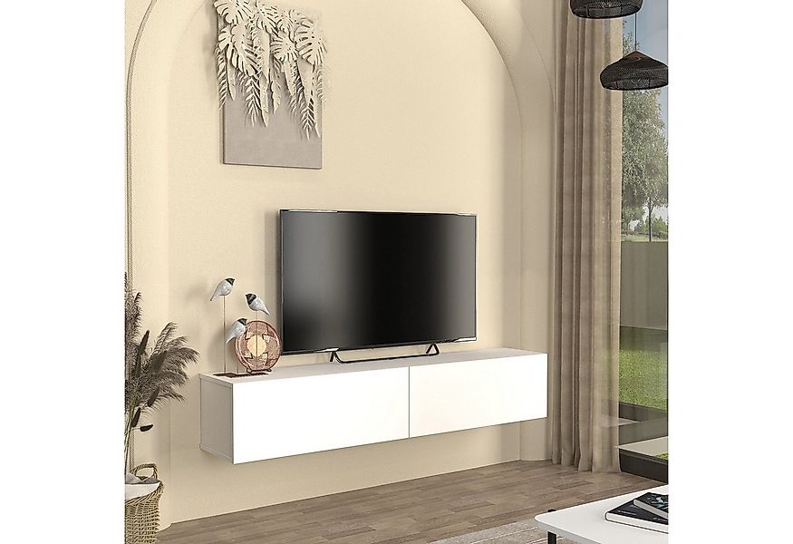 en.casa Lowboard, hängend »Nolven« mit 2 Klapptüren 160 x 32 x 30 cm Weiß günstig online kaufen