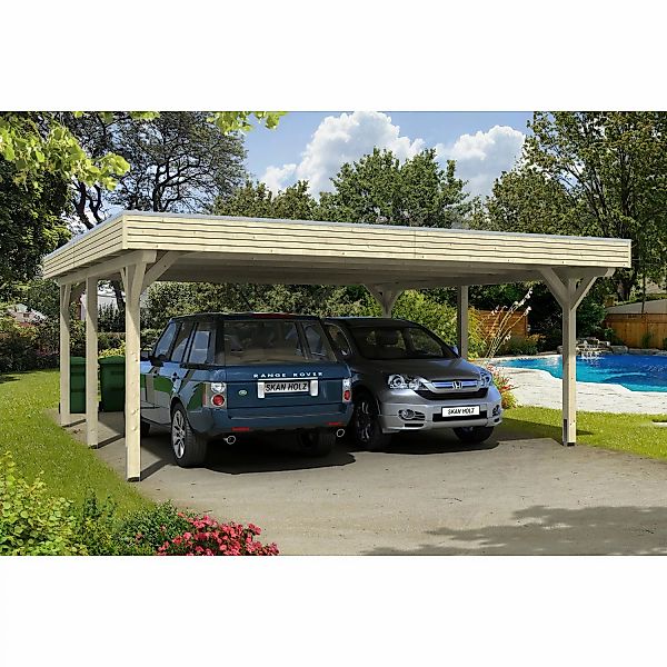 Skan Holz Flachdach-Doppelcarport Spessart 611 cm x 604 cm günstig online kaufen