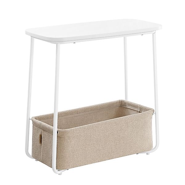 Vasagle Nachttisch mit Polyester-Korb 30 cm x 60 cm x 60 cm Weiß-Braun günstig online kaufen
