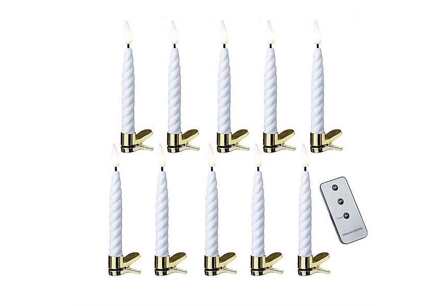 MARELIDA LED-Christbaumkerzen TWIST 10 gedrehte Baumkerzen mit Clip Baumbel günstig online kaufen