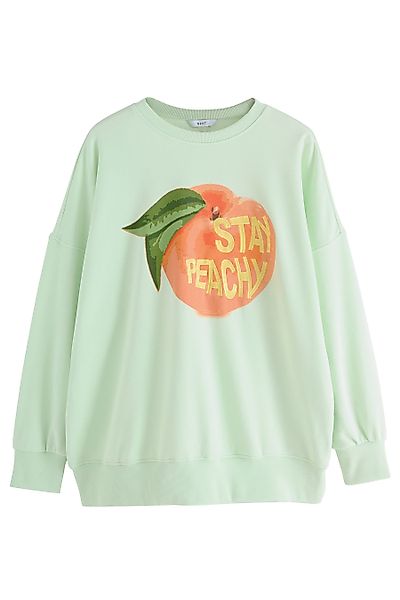 Next Sweater Langes Rundhals-Sweatshirt mit Print, günstig online kaufen