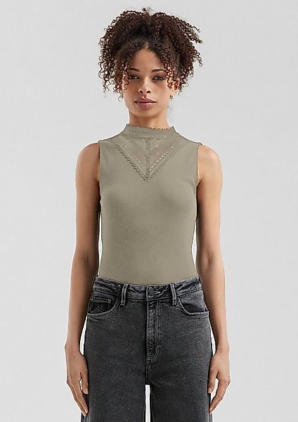 QS Muskelshirt T-Shirt Ripptop mit Spitzeneinsatz günstig online kaufen