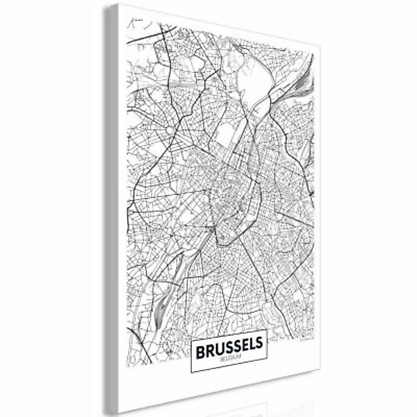 artgeist Wandbild Map of Brussels (1 Part) Vertical schwarz/weiß Gr. 40 x 6 günstig online kaufen