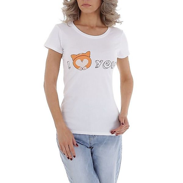 Ital-Design T-Shirt Damen Freizeit Print Stretch T-Shirt in Weiß günstig online kaufen