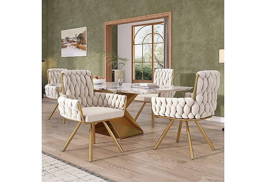 Flieks Esszimmerstuhl (Set, 4 St), 4er Set Polsterstühle mit Armlehnen Wohn günstig online kaufen