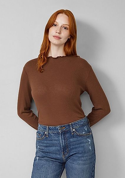 s.Oliver Langarmshirt T-Shirt Geripptes Langarmshirt mit gewelltem Saum günstig online kaufen