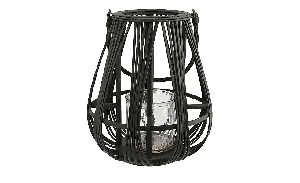 Windlicht Bambus - schwarz - Bambus, Glas - 28 cm - 33 cm - Dekoration > La günstig online kaufen
