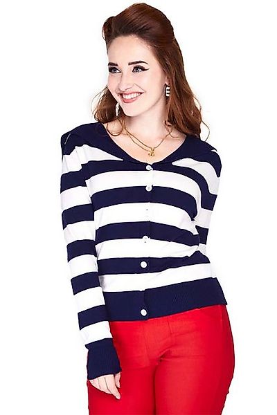 Voodoo Vixen Strickjacke Sailor Collar Stripe Retro Vintage Cardigan Gestre günstig online kaufen
