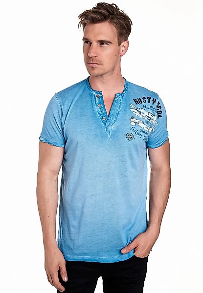 Rusty Neal T-Shirt mit modischer Knopfleiste günstig online kaufen