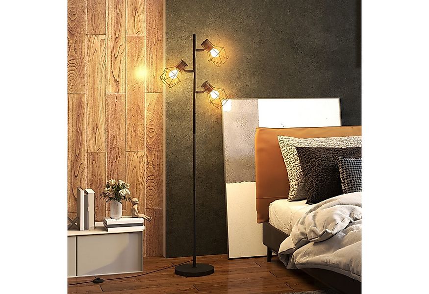 HOMCOM Stehlampe mit 3 E27 Fassungen, 40 W Standlampe mit 3 Verstellbar Fla günstig online kaufen